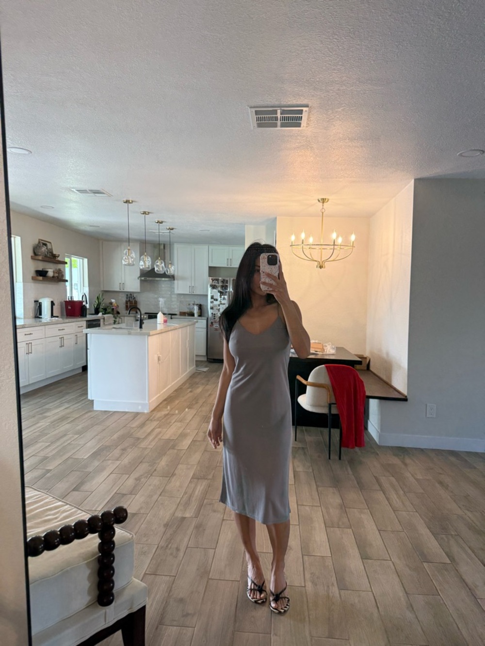 Topshop Gray Midi Slip Dress